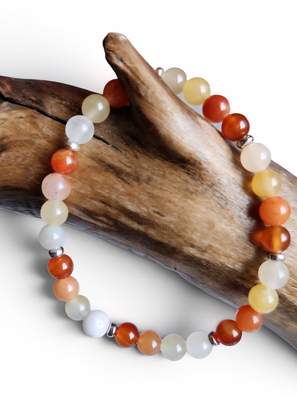 Yellow Aventurine & Red Agate Beaded Stretch Bracelet